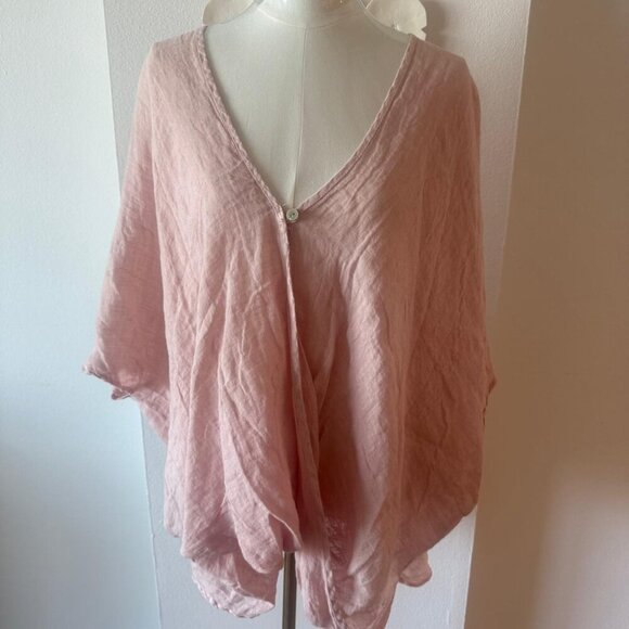 Italian Linen Two-Piece Set – Light Pink Tunic & Wide-Leg Pants – Made in Italy - Picture 6 of 12